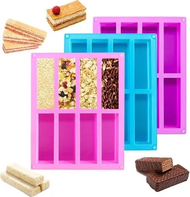 Produktbild von Silikonische Backform Rechteckig Energie-Reihe Set aus 3 Stück für Brot Brownie Cornbrot Kuchen und Pudding