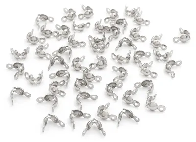 Produktbild von Vintageparts Quetschkalotten Edelstahl 4mm platinfarben, 50 Stück