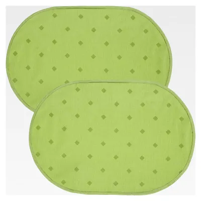 Produktbild von abwaschbares Tischset, Platzset 2er-Pack Neuss im Rautendesign grün, oval 35x50 cm - acrylversiegeltes Gewebe für einfaches Wischen