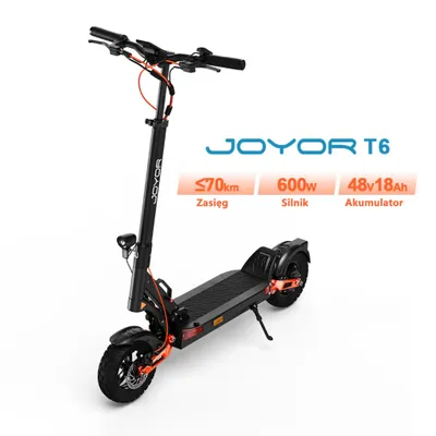 Zdjęcie produktu dla JOYOR T6 Składana Hulajnoga Elektryczna - Silnik 600W Baterią 48V18AH 10-calowe Opony Dyskowymi Hamulcami - Czarny