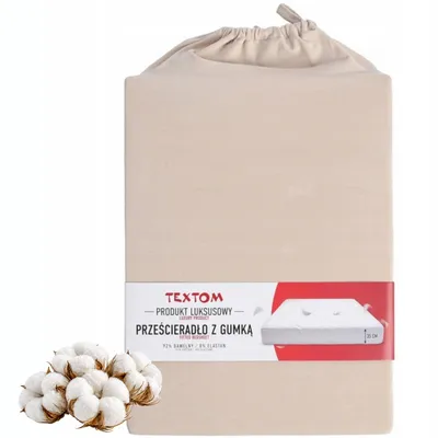 Produktbild von TEXTOM Jersey Spannbettlaken mit Elasthan 160x200 cm, Premium Beige für Matratzen bis 35 cm Steghöhe