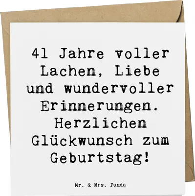 Produktbild von Mr. & Mrs. Panda Grußkarte Spruch 41. Geburtstag Freude - Weiß - Geschenk, faltkarte, Happy Birthday, Alter, doppelkarte, Meilenstein, Feier, anlasskarte, Mittvierziger