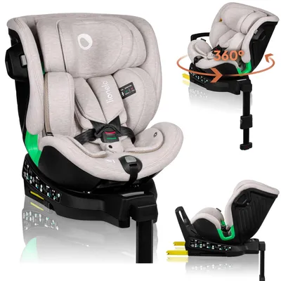 Obrázok produktu pre Detská autosedačka Lionelo Harmony i-Size, 360° základňa EasyTurn, ISOFIX a opora nohy, BuckleAlarm, ochrana proti bočnému nárazu, nastaviteľná opierka hlavy a chrbta - béžová