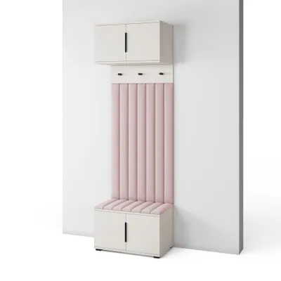 Produktbild von Garderoben-Set Napoli Version 15: Schuhschrank mit Polsterpaneelen, Hängeschrank für Flur und Eingangsbereich (Cashmere/Trinity 19)