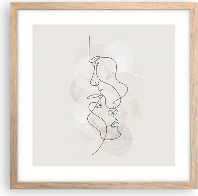 Produktbild von Gerahmtes Poster - Rahmen in heller Eiche - Einzeilig Mann Frau - 40x40 cm - Wand Bild - Wanddeko - Wandbilder - Kunstposter - Wandposter - Bilderrahmen - Bilder - Kunstdruck - P2NAC40x40-4629