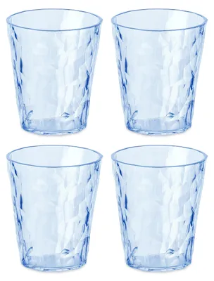 Immagine prodotto di Set di 4 bicchieri riutilizzabili da 250 ml, trasparenti e di colore acquamarina