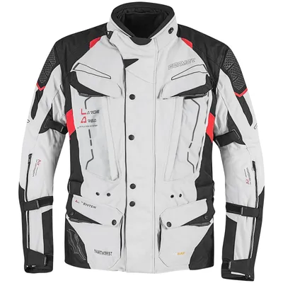 Immagine prodotto di Giacca da moto Germot NorthWest in tessuto, grigio chiaro/nero/rosso, L