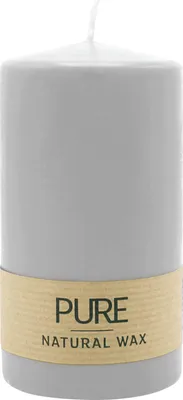 Produktbild von 100% PURE, NATURAL WAX, Stumpenkerze, Silbergrau, WENZEL, 130/70 mm, Brenndauer ca. 52h, 100% plastikfrei