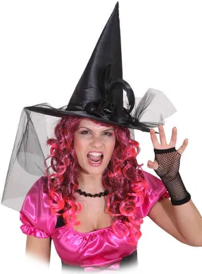 Produktbild von O23584 schwarz Damen Hexen Hut Halloweenhut