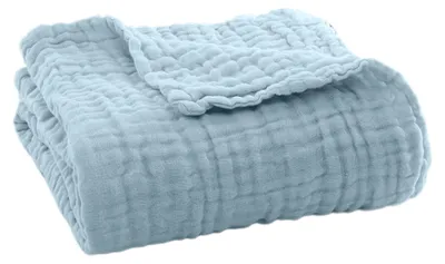 Produktbild von Sommerliche Musselindecke, atmungsaktiv, einfarbig, kuschelige Musselindecke für Bett, Sofa, Reisen und Urlaub