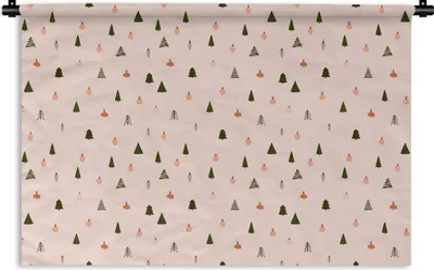 Produktbild von MuchoWow® Wandteppich Wandbehang Weihnachtsbäume - Weihnachtskugeln - Pastell 120x80 cm Tapisserie Dekoration Wandtuch - Wanddekorationen - Wandtücher