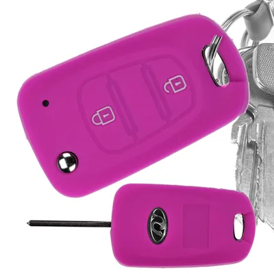 Produktbild von Auto Schlüssel Hülle Silikon Schutz Cover Pink kompatibel mit Kia Picanto Rio Sportage Hyundai Elantra Accent 2 Tasten Klappschlüssel