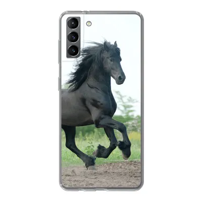 Produktbild von MuchoWow® Handyhülle Schutzhülle Hülle für Samsung Galaxy S21 Plus Pferd - Schwarz - Natur Silikon Softcase Handy Hülle - Handy-Tasche