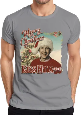 Obrázok produktu pre Veselé Vianoce Clark Griswold Kiss My A - Christmas Xmas Pánske tričko, sivá, M