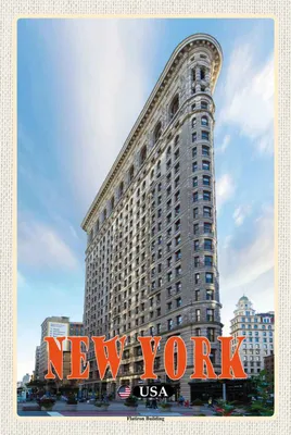 Produktbild von vianmo Holzschild 30x20 cm New York USA Flatiron Building Bildmotiv Reisemotiv Amerika
