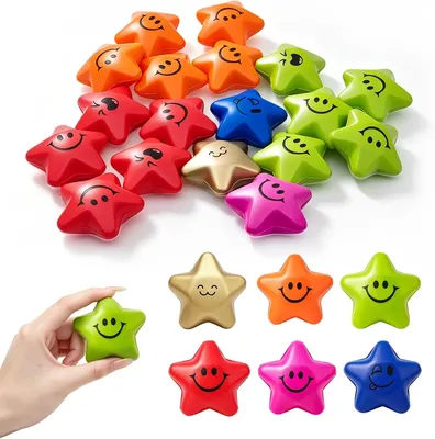 Immagine prodotto di Palline antistress a forma di stella - Set da 18 pezzi - Palline antistress a forma di stella - Giocattoli antistress
