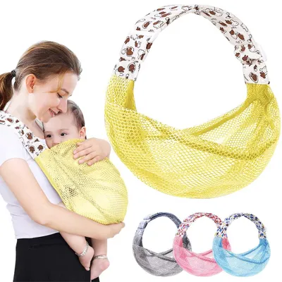 Productafbeelding van HINATAA Ademende draagdoek voor baby's, verstelbare babywikkel, baby draagdoek, snel en gemakkelijk in gebruik