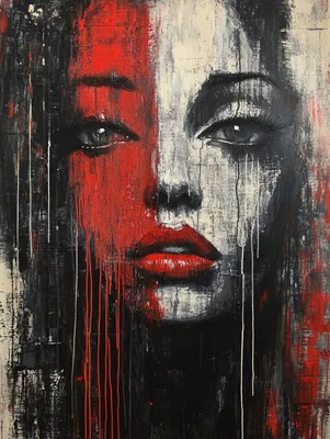 Produktbild von Leinwand Bilder auf Keilrahmen - Portrait Abstrakt STILLER SCHATTEN - moderne Wanddeko für Wohnzimmer, Wandbild Kunstdruck | Alivia Arts