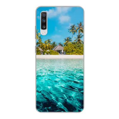 Produktbild von MuchoWow® Handyhülle Schutzhülle Hülle für Samsung Galaxy A70 Strand - Palmen - Meer Silikon Softcase Handy Hülle - Schutzhaube
