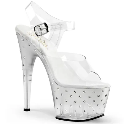 Produktbild von STARDUST-708T Damen Sandale von Pleaser, Transparent Silber , EU 39, US 9