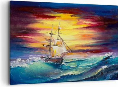 Produktbild von Bild auf Leinwand - Leinwandbild - Meer Welle Boot - 120x80cm - Wand Bild - Wanddeko - Wandbilder - Leinwanddruck - Bilder - Kunstdruck - Wanddekoration - Leinwand bilder - Wandkunst - AA120x80-3460
