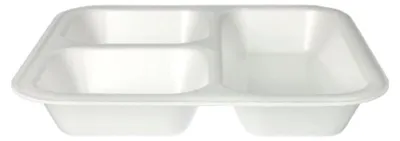 Produktbild von 50 Siegelschalen, XPS 3-geteilt 1350 ml 4,2 cm x 24,5 cm x 26,5 cm weiss laminiert