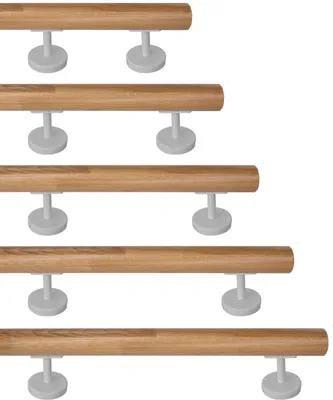 Produktbild von TIBU Eiche keilgezinkt Holz Handlauf Geländer 0,3m - 6m, Länge 130 cm und 2 Edelstahl Halter Weiss