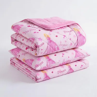 Produktbild von Prinzessin gemustert Doppelseitiges Wellsoft-Schlafset mit Einzelbettlaken (Steppdecke+Laken+Kissenbezug)