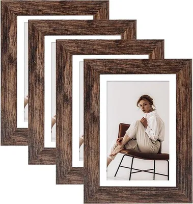 Image de Lot de 4 cadres photo marron, 13 x 18 cm, incassables.