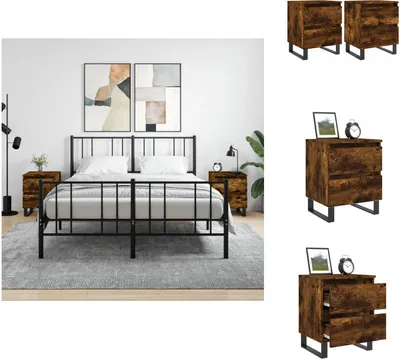 Immagine prodotto di vidaXL Comodini 2 pz. Rovere fumé 40x35x50 cm materiale a base di legno - Comodini