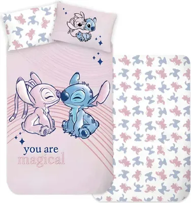 Produktbild von Disney Lilo und Stitch Baby Bettwäsche 2tlg Set 100x135 40x60 cm 100% Baumwolle