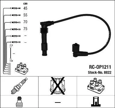 Produktbild von NGK 8822 Zündkabelsatz Zündleitungssatz für OPEL Frontera B SUV (U99) Frontera A SUV (U92)