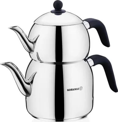 Produktbild von Korkmaz Retro Teekanne Teekocher Induktion Edelstahl Schwarz A194