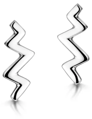 Produktbild von MATERIA by Matthias Wagner Moderne Ohrstecker Silber 925 ZickZack rhodiniert klein SO-25