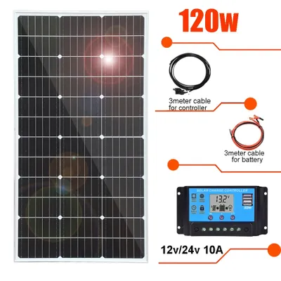 Obrázok produktu pre Sada solárnych panelov, výkon 240 W, účinnosť monokryštalických panelov, 120 W 12 V 10 A