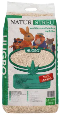 Image de HUGRO Litière naturelle, 30 l, granulés de bois, hamster, souris, 3 kg, polybag