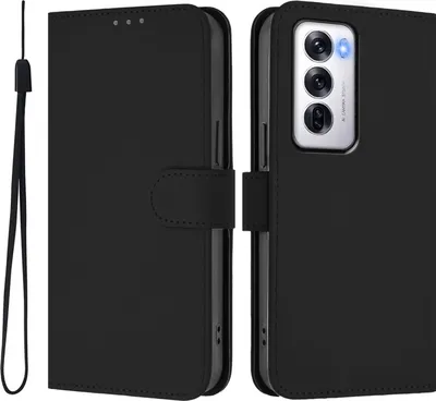 Obrázek produktu pro Pouzdro pro Oppo Reno12 - Peněženkové pouzdro Phonesta Soft Skin se šňůrkou - Černé
