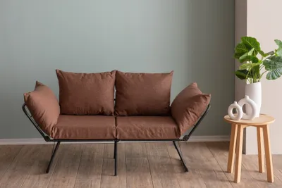 Immagine prodotto di Hanah Home, Viper 2 posti - Marrone chiaro, divano letto a 2 posti, 100% METALLO, marrone chiaro, 150 x 60 x 78 cm