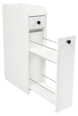 Produktbild von Schmaler, rollbarer Badezimmerschrank mit offenem Fach und 2 Schubladen