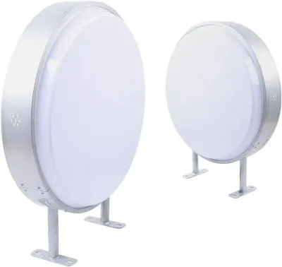 Zdjęcie produktu dla Kaseta świetlna LED – okrągły, dwustronny znak świetlny 50 cm – wodoodporny znak reklamowy do użytku zewnętrznego dla restauracji, barów szybkiej obsługi i sklepów – biały