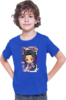 Produktbild von Kinder T-Shirt Demon Anime Slayer Kimetsu No Yaiba Chibi Kocho Shinobu, 9-11 Jahr - 140 / Blau