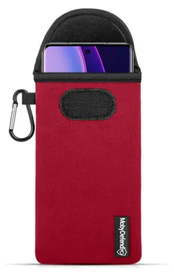 Productafbeelding van MobyDefend Hoesje - Geschikt voor Motorola Edge 40 - Neopreen Pouch Met Karabijnhaak - Insteek - Riemlus - Rood