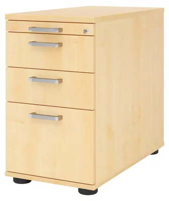 Produktbild von bümö office Standcontainer - mit Hängeregistratur - Nachbildung Ahorn, Griff: Chromgriff (Metall)