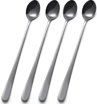Zdjęcie produktu dla Zestaw 4 łyżek do latte ze stali nierdzewnej – idealny do kawy, espresso i kakao – 23 cm.
