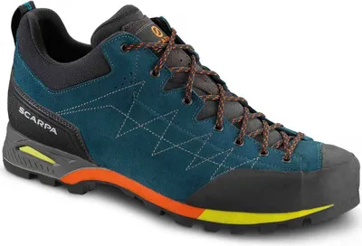 Lifestyle-Schuhe für Damen von Scarpa; Modell Zodiac; in Blau mit grauen und orangefarbenen Akzenten.