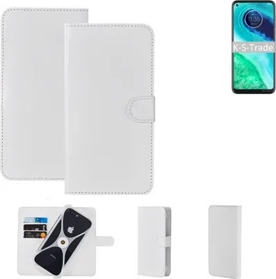Produktbild von K-S-Trade Handy Hülle Schutz Hülle kompatibel mit Motorola G8 Cover Case Bookstyle Bumper weiß 1x