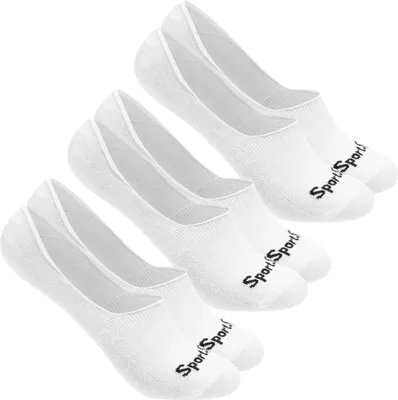 Produktbild von SportSpar Sneaker Socken 3er Pack – atmungsaktiv, rutschfest, mit Silikon-Fersenhalt & Mittelfußstütze unsichtbar im Schuh weiß Gr. 43-46 | SPSP-70