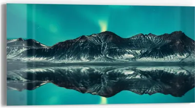 Produktbild von DEQORI Glasbild Echtglas 60x30 cm 'Polarlichtzauber' Wandbild Bild modern Deko