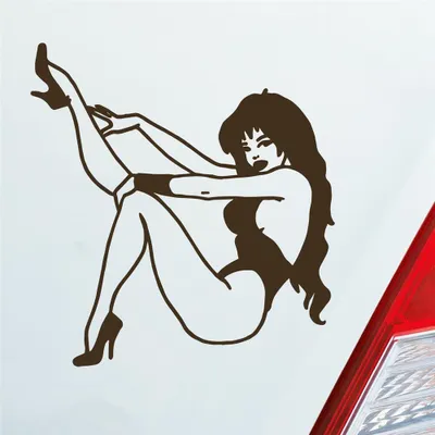 Produktbild von Auto Aufkleber Frau Pin Up Girl Vintage Sexy 10x10,5 cm Braun Sticker Heckscheibenaufkleber