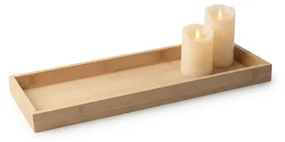 Immagine prodotto di Sottopentola rettangolare in bambù con bordo - 46 x 18 cm - Sottopentola in legno naturale per candele e decorazioni
